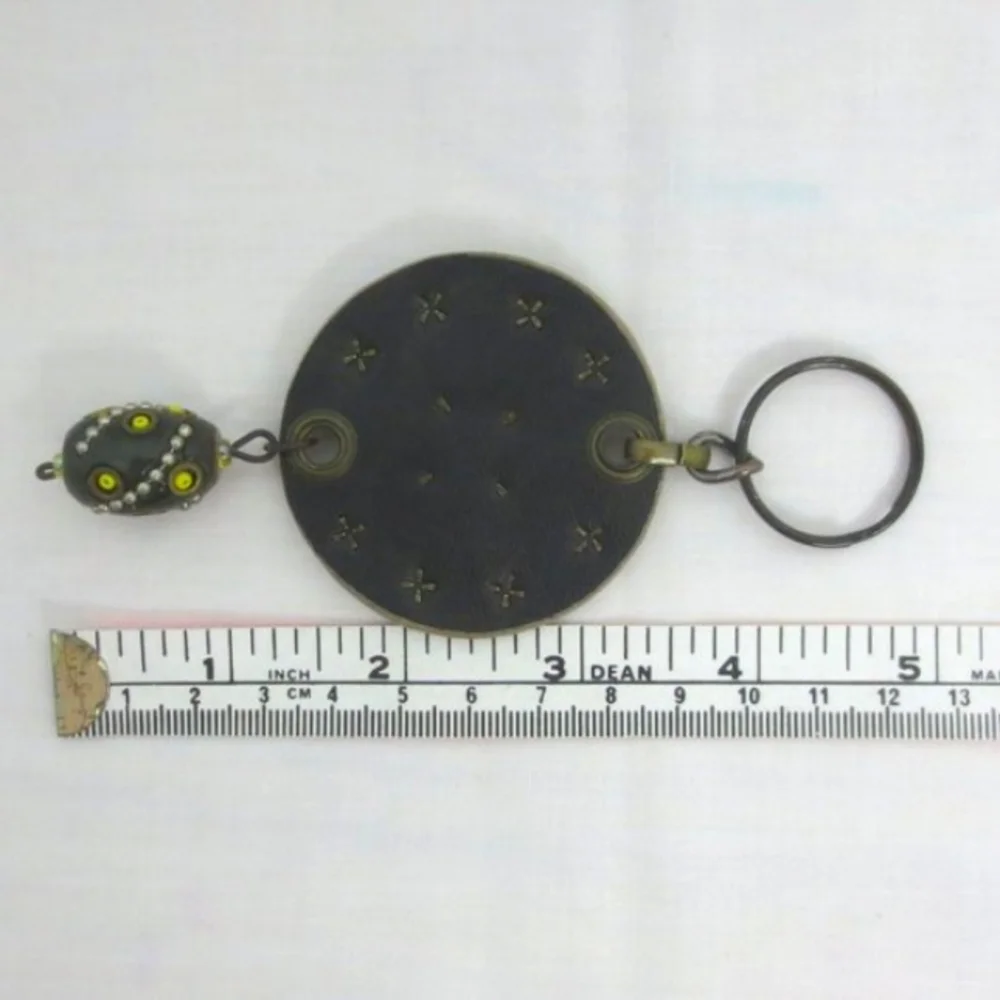 New Handmade Keychain Bag Charm Beaded Boho Faux Leather Rhinestone Swivel Clip